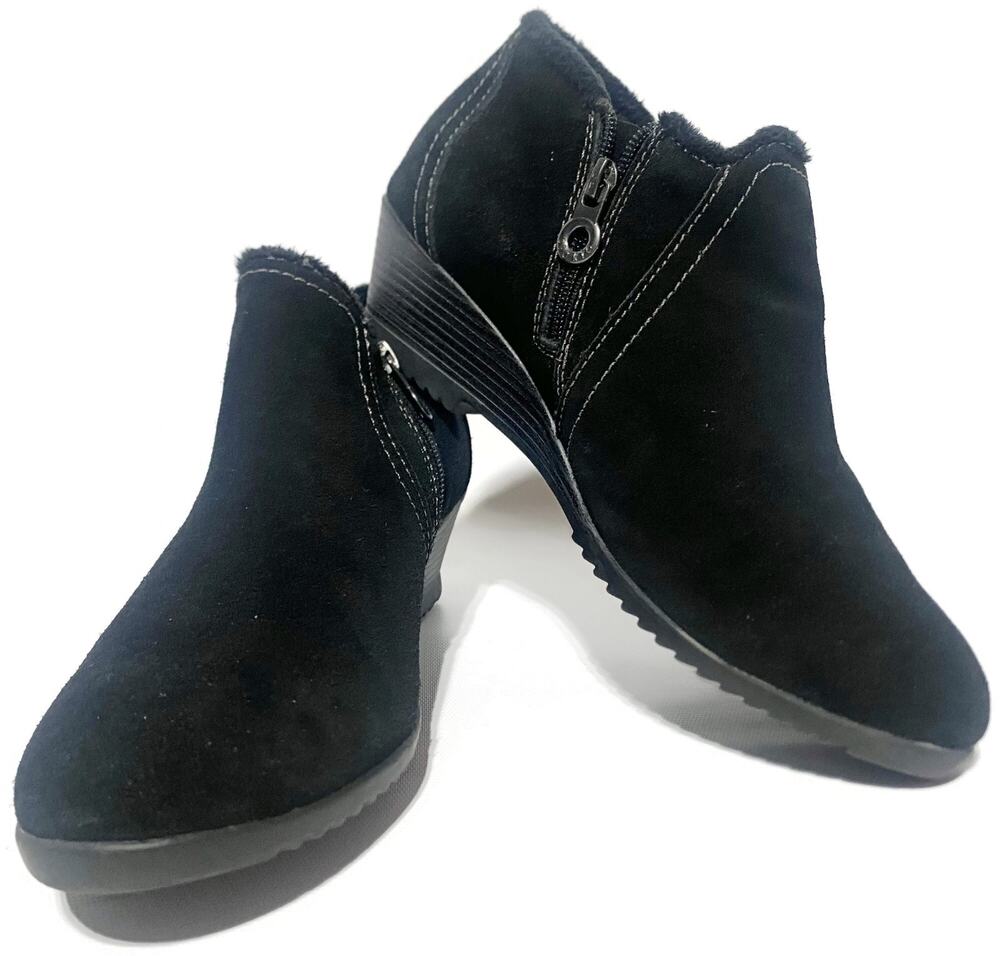 Sporto Women's Black Booties Side Zip Felt Lined Ankle Boots Size 9